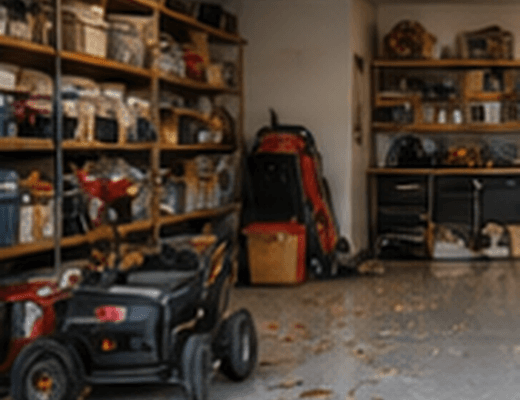 Cluttered garage before a cleanout