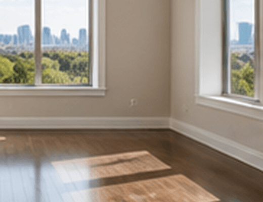 Same empty room with clean floors and baseboards after a move-out clean